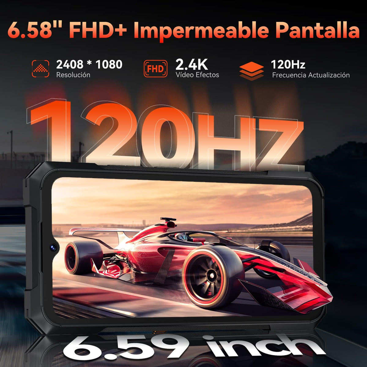 CUBOT Celular Kingkong X, 5G Rugged Smartphone Android 14 Desbloqueado,32GB(16+16 Virtual) RAM 512GB ROM,10200mAh Batería 6.58" 2.4K HD+ Pantalla, IP68/IP69K/120Hz/NFC/Huella Dactilar/Doble SIM