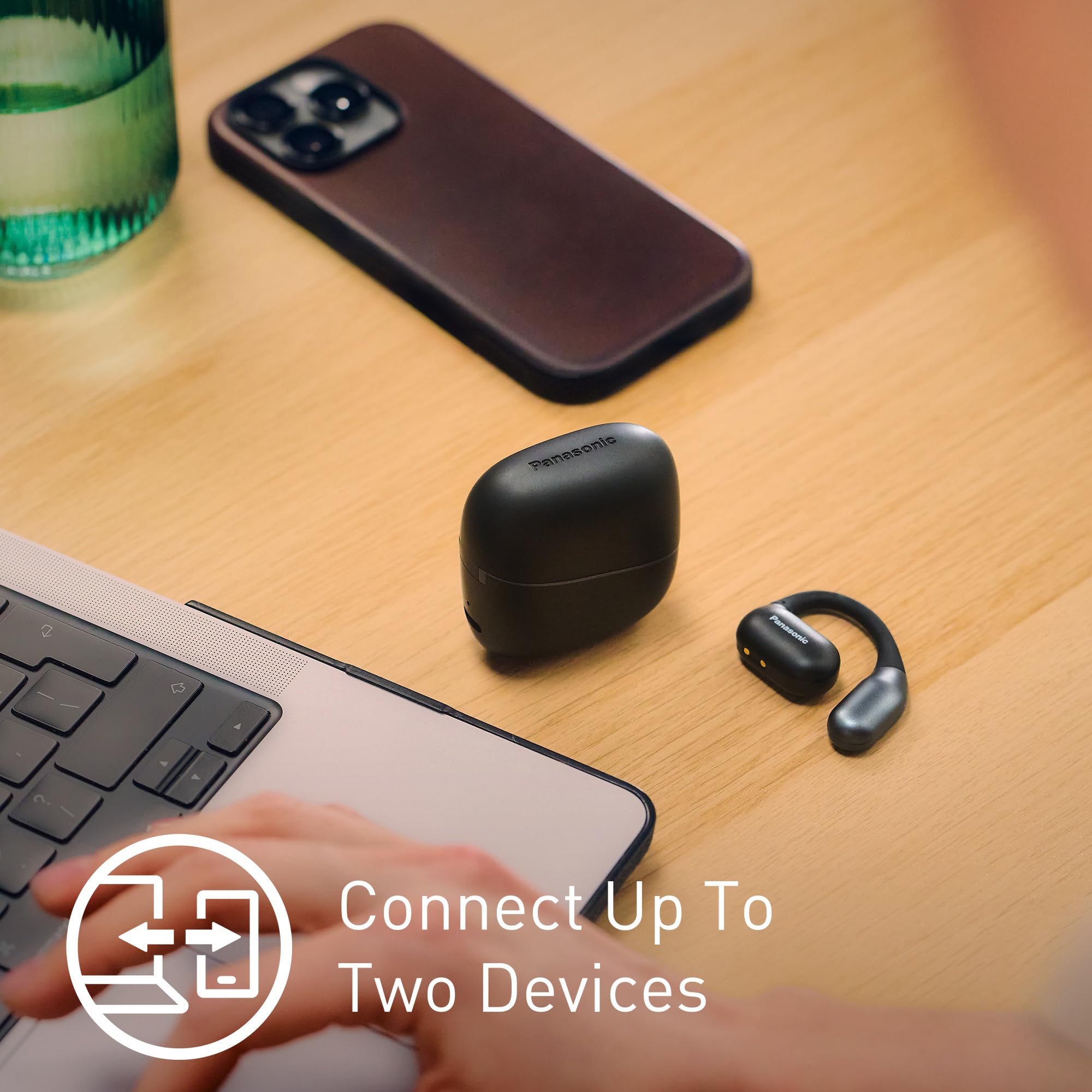Panasonic RB-F10DE-K - Audífonos inalámbricos con Bluetooth con micrófono ENC, reproducción de 25 Horas, Bluetooth 5.4, IPX4, Control táctil, Color Negro
