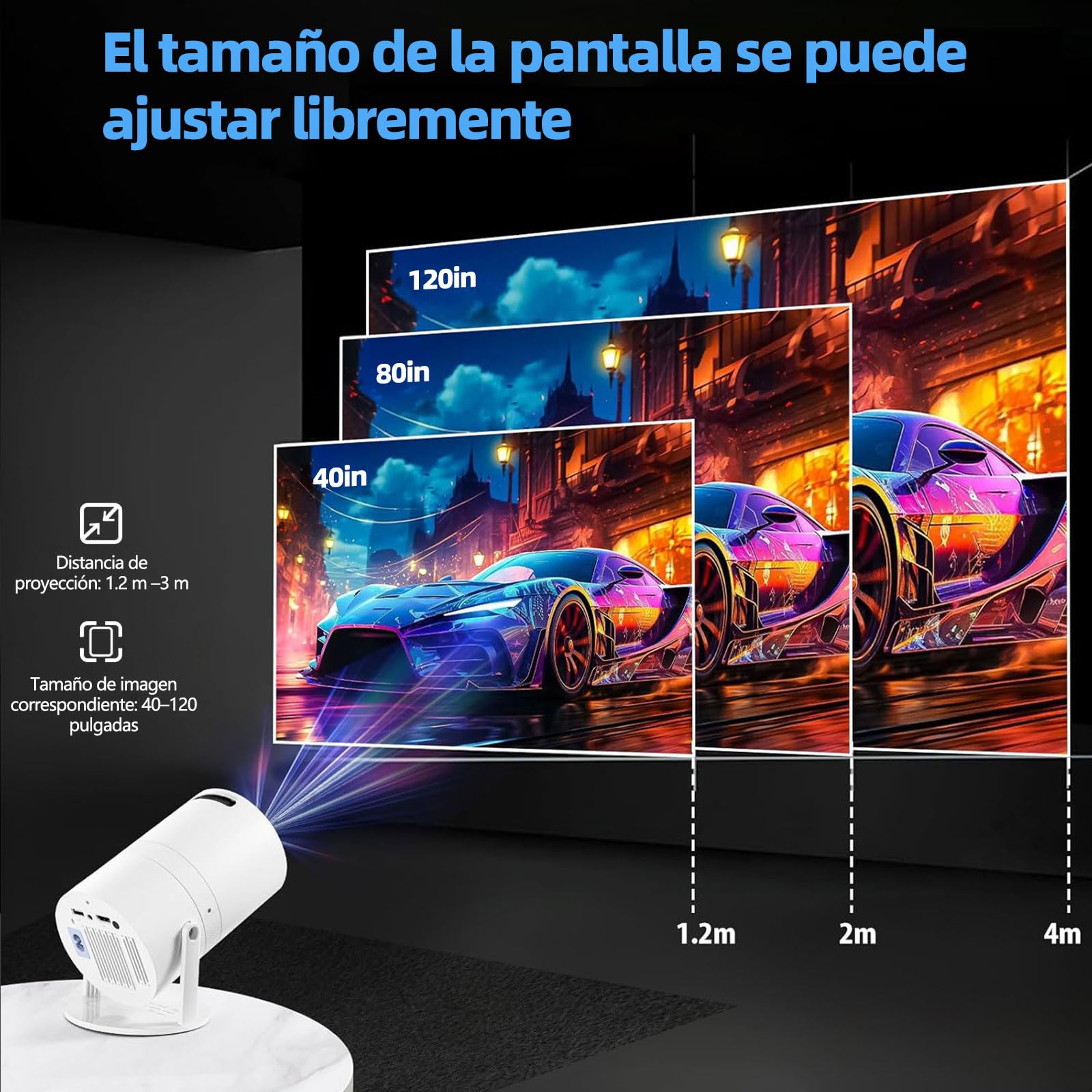 BOJOOM Mini Proyector Portátil 4K con 2 Mandos de Juego Inalámbricos, Tarjeta SD de 64GB con 2000+ Juegos y 14 Emuladores, Compatible con HDMI/USB/Smart TV/Phone, para Hogar/Fiesta/Exterior