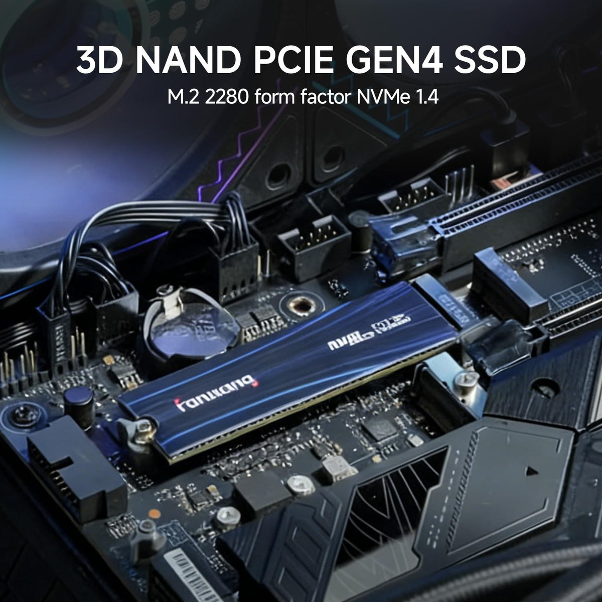 fanxiang Disco Duro SSD 4TB 2280 PCIe 4.0 Gaming SSD - hasta 7300MB/s, rápida disipación de Calor, Adecuado para entusiastas de PS5, Profesionales de TI (QLC)