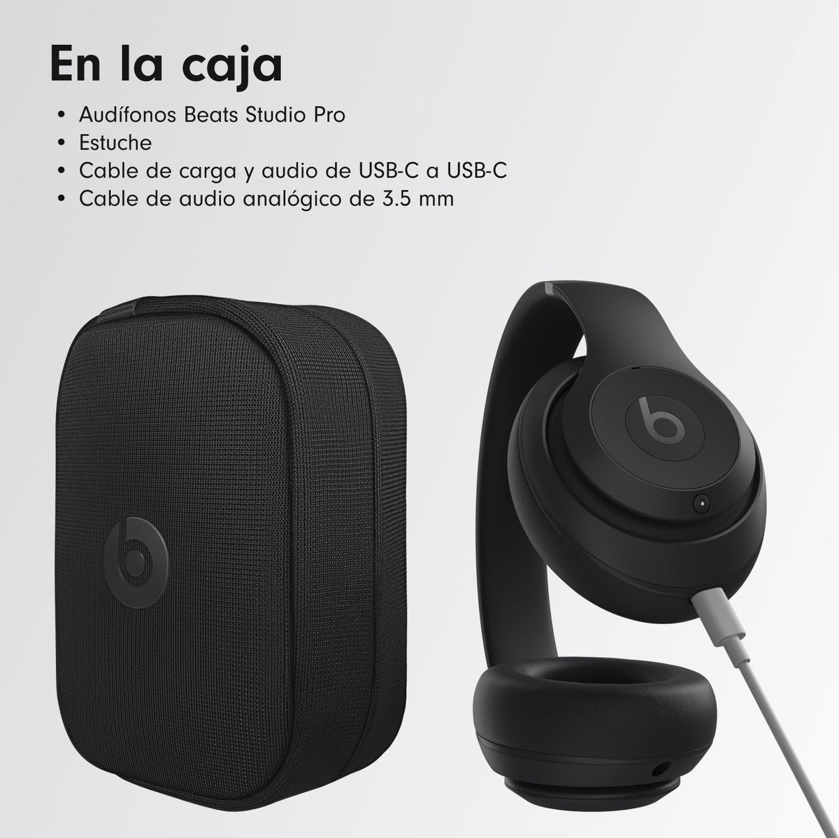 Beats Studio Pro - Audífonos Bluetooth inalámbricos con cancelación de Ruido - Audio Espacial Personalizado, Audio Lossless Mediante USB-C, compatibilidad con Apple y Android - Negro