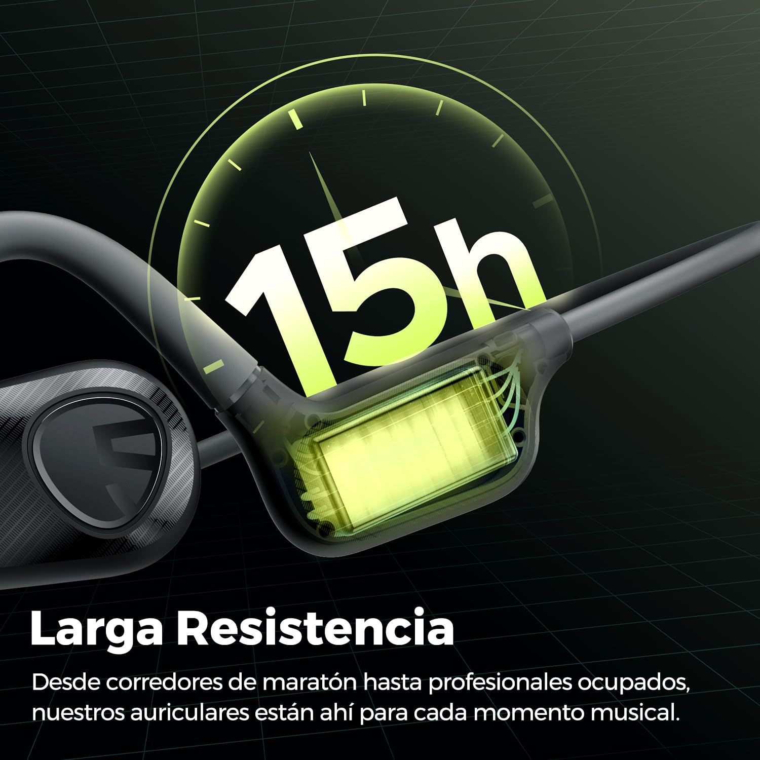 SoundPEATS Runfree Lite2 Audífonos Bluetooth Inalámbricos de Conducción de Aire, Audífonos de Oído Abierto Altavoces de 16.2mm Bajos Potentes Llamadas Claras para Deportes con Aplicación
