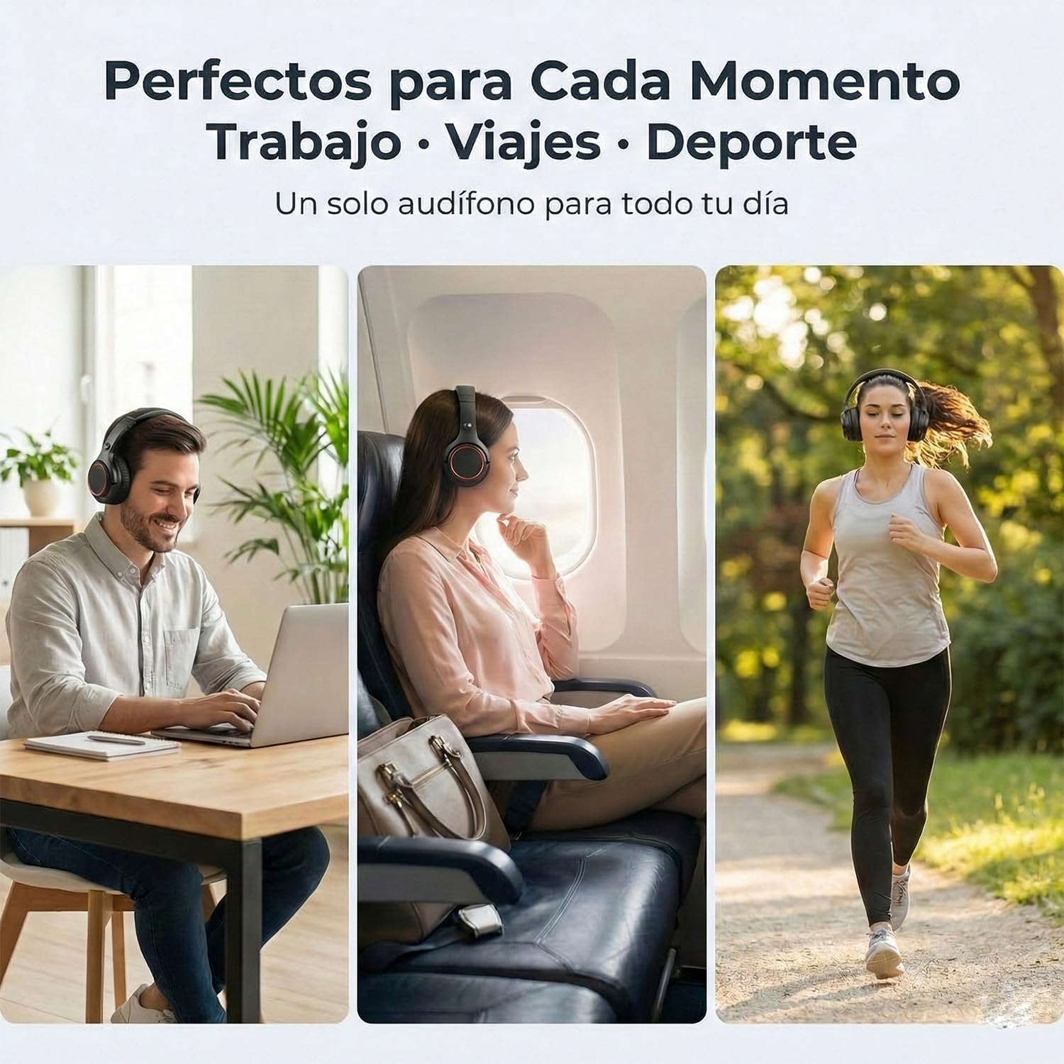JSHIB Audifonos Inalambricos Diadema con Micrófono | 40H Batería | Sonido Hi-Res | Diadema Ajustable y Cómoda para Trabajo, Viajes y Gaming