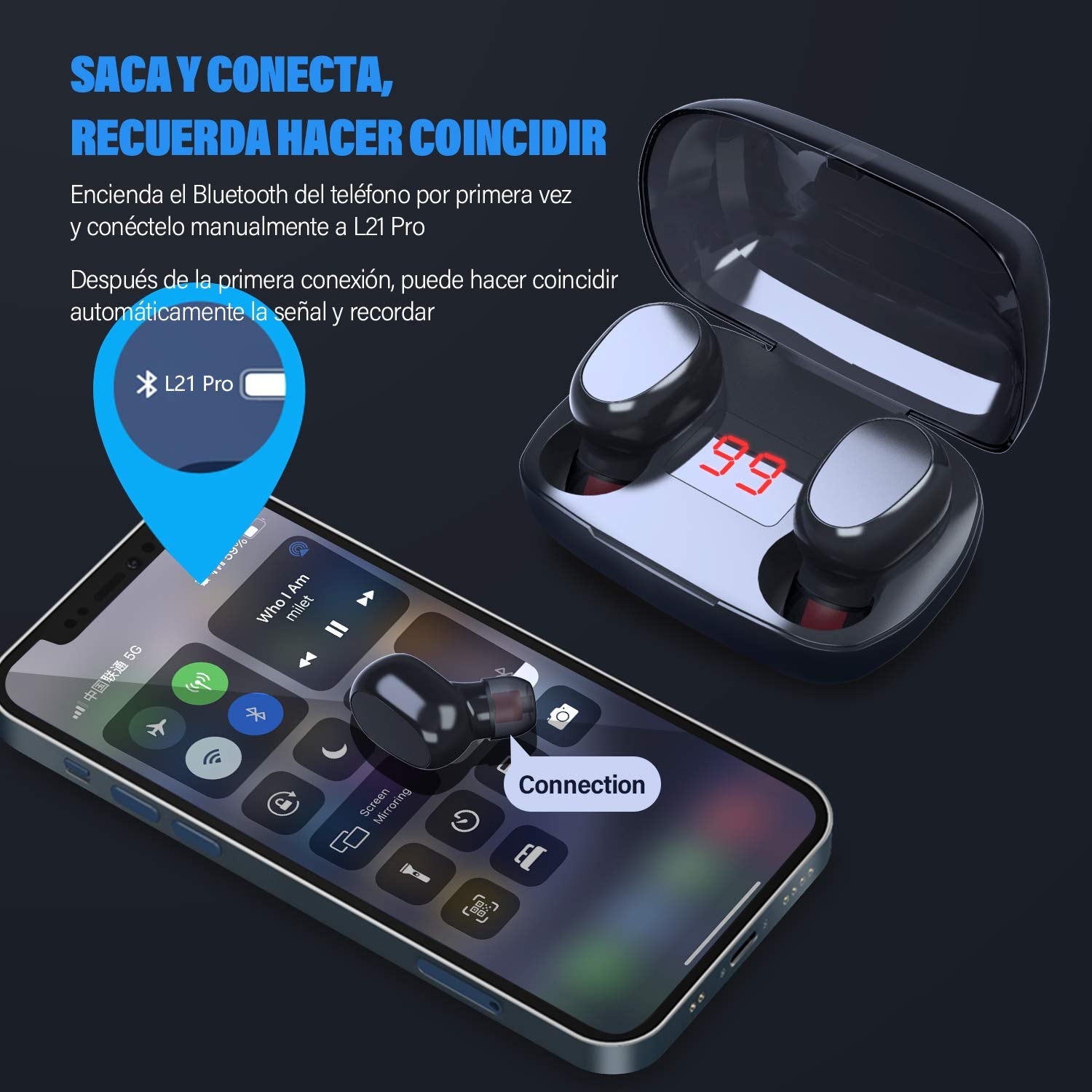 CHEELOM 2023 Modelo Nuevo)Audífonos bluetooth , Audífonos Inalámbricos de entretenimiento,Impermeable y Reduce el Ruido CVC8.0, mini audífonos deportivos con interfaz con micrófono(Garantía de un año)