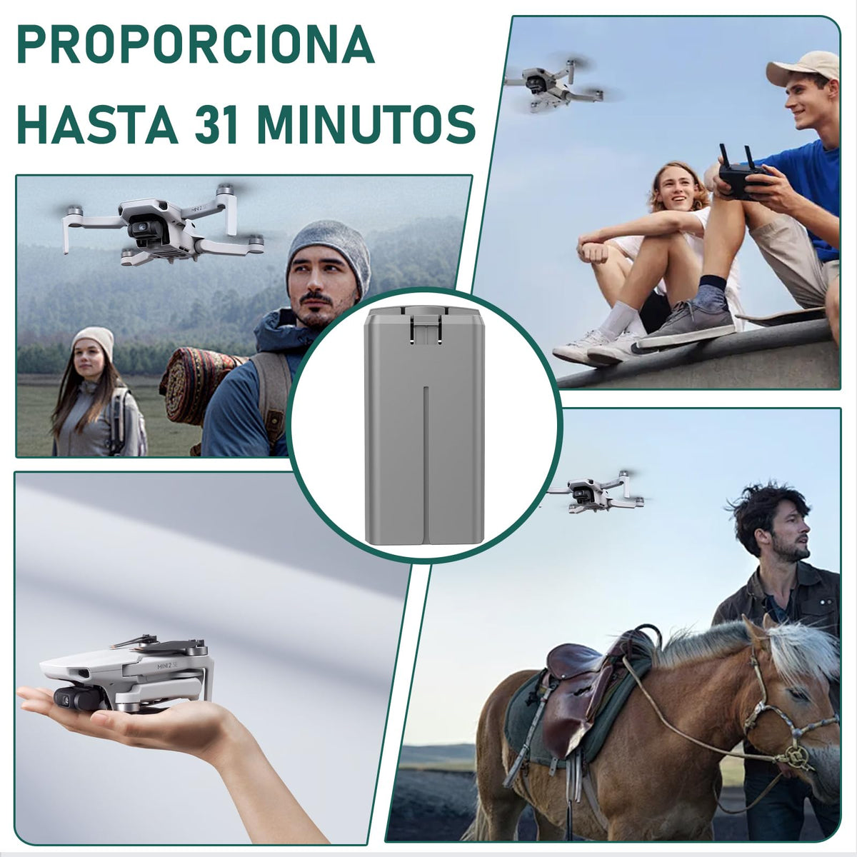 Artman Paquete de 2 Batería Mini 4K/Mini 2 con Estación de Carga, Batería para DJI Mini SE con Concentrador de Carga Bidireccional con Pantalla, Batería de 2400mAh 7,7V y 31 Minutos de Tiempo de Vuelo