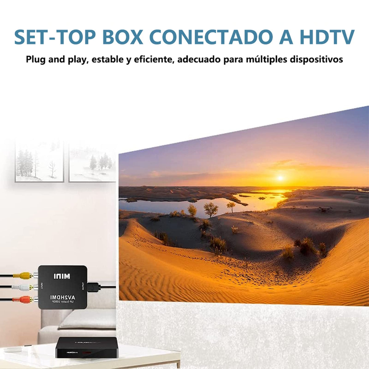 Qzgyoool - Adaptador RCA a HDMI, Convertidor RCA a HDMI, 720p/1080p RCA Compuesto CVBS AV a HDMI con Cable de Alimentación USB Convertidor de Señal de Xbox PS4, PS3,STB VHS VCR Cámara DVD a HDMI TV