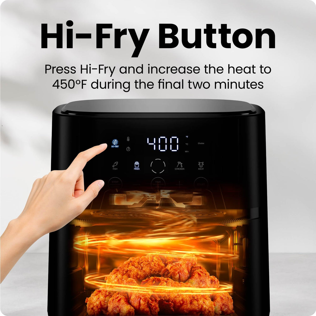 Chefman | Freidora de Aire Digital de 5.7 Litros de capacidad | TurboFry | Control Digital de un solo Toque