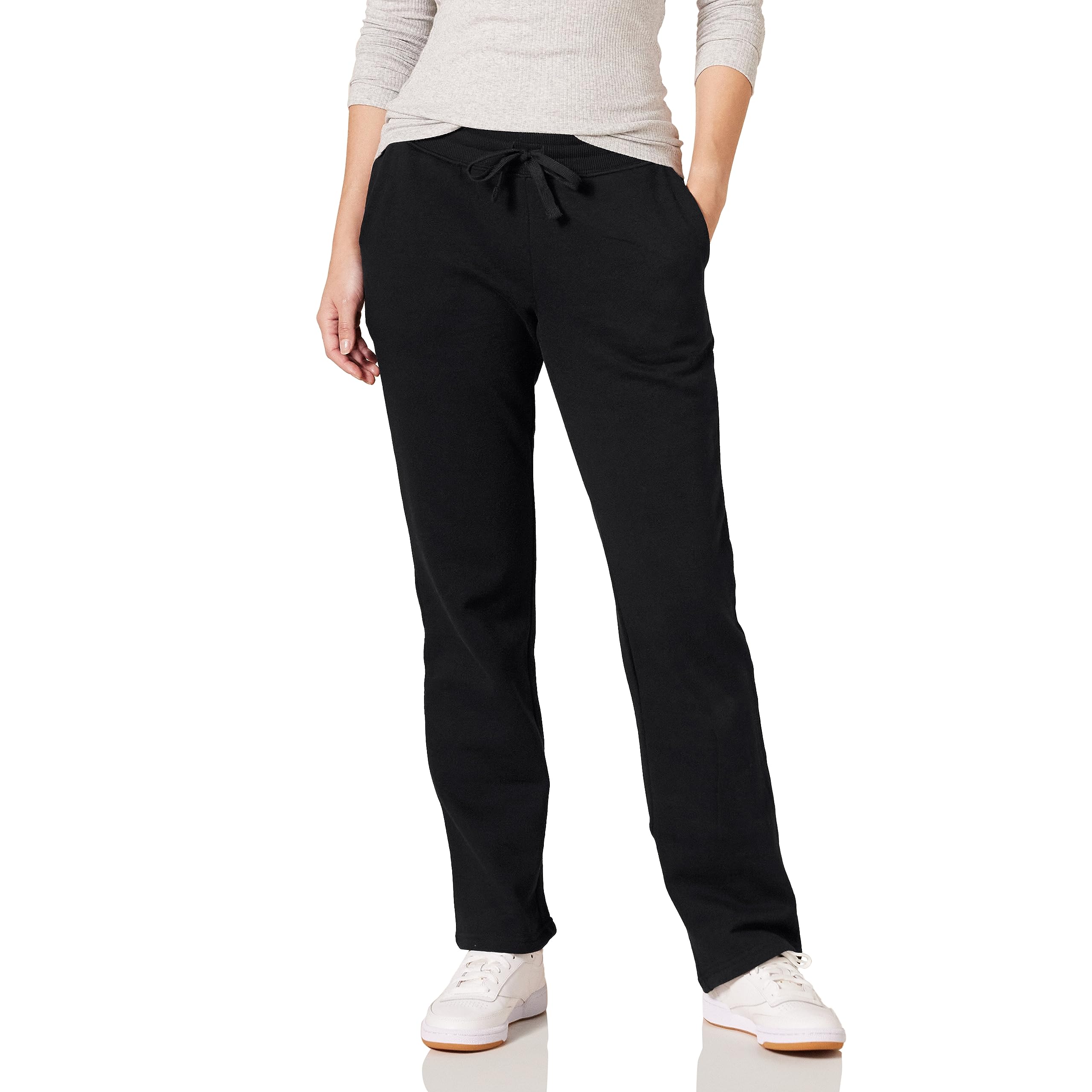 Amazon Essentials - Pantalón deportivo de forro polar de rizo francés para mujer (disponible en tallas grandes), negro, talla XG