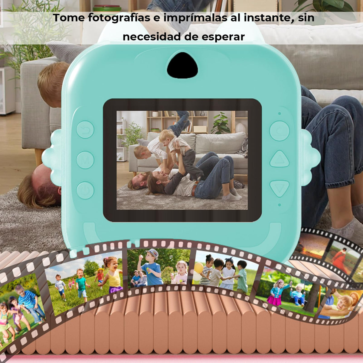 MOCOFLY Cámara Instantánea para Niños, Cámara Digital con Impresora en 1080P, Cámara de Impresión Instantánea para Niñas con Tarjeta SD de 32 GB y Papel para Impresora, con Grabación de Audio y Video