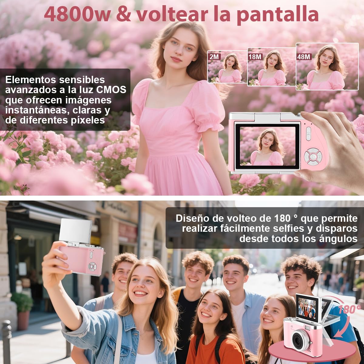 KOZFULE Cámara Digital 4K, Lente De 48 MP, Zoom Óptico de 8X,
