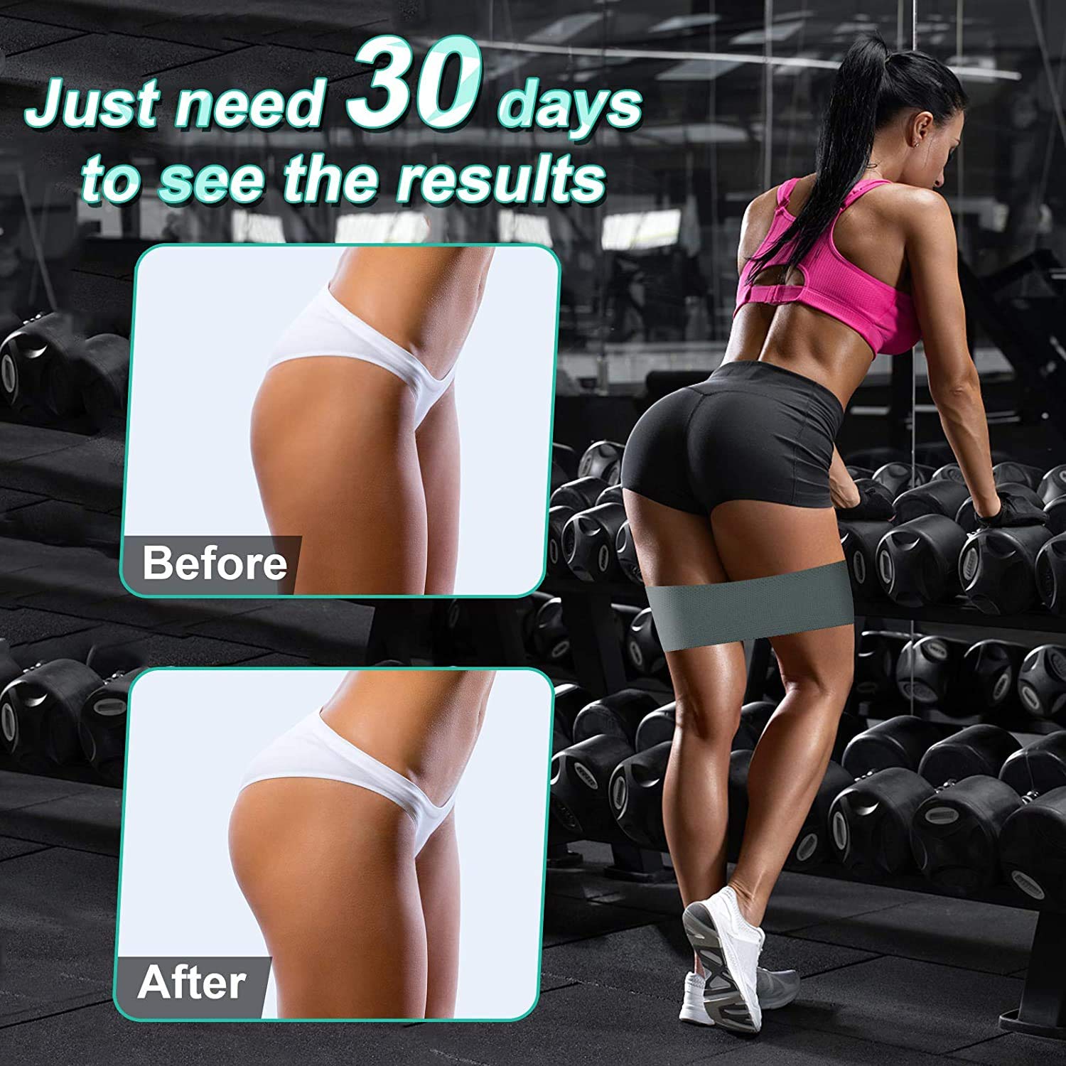 LETTURE Bandas de Resistencia Antideslizante con 3 Niveles, Set de 3 Banda Elastica Musculacion Fitness Bandas de Entrenamiento para Ejercicios de Gluteos, Piernas y Brazos, Yoga, Fitness, Crossfit