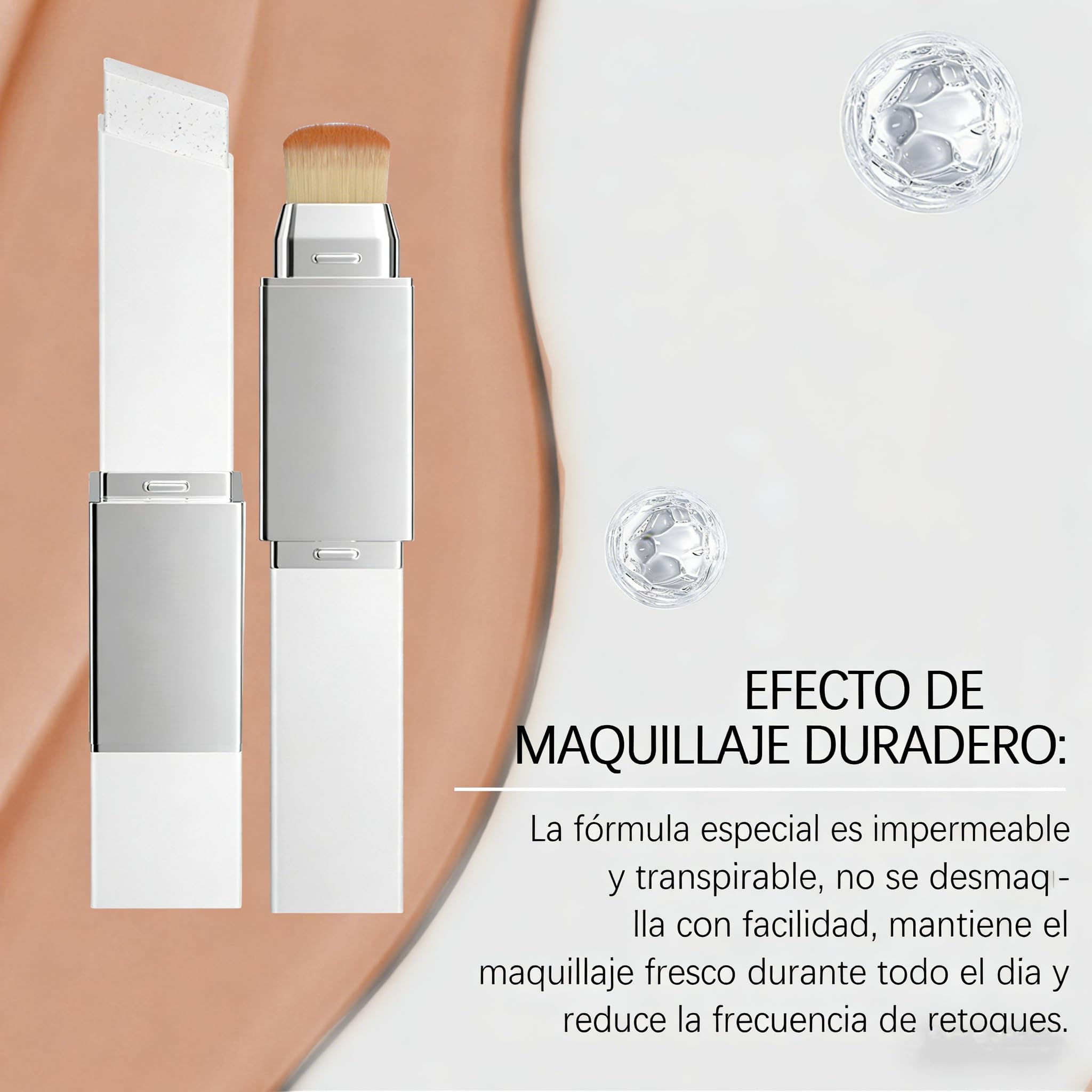 Barra de base, barra de bases decolorada coreana, sper hidratante, manteniendo una cobertura completa del maquillaje de bases de crema hidratante - cepillo desmontable de doble cabeza (Marfil)