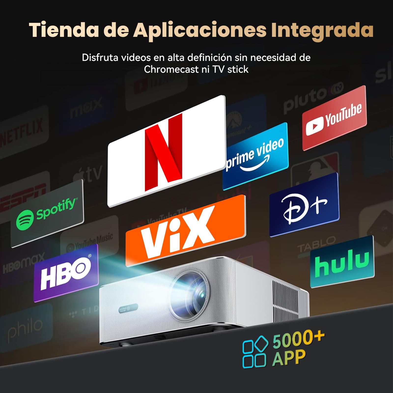 KACOTA 【Autoajuste/3000ANSI】 Proyector 4K P7 Pro, Android Sistema,Memoria 2+32GB,Proyector Gamer/Cine en casa(Latencia<18 ms),300 Pulgadas,WiFi 6,RJ45,Bluetooth 5.2, Compatible con iOS/Android/PC/PS5