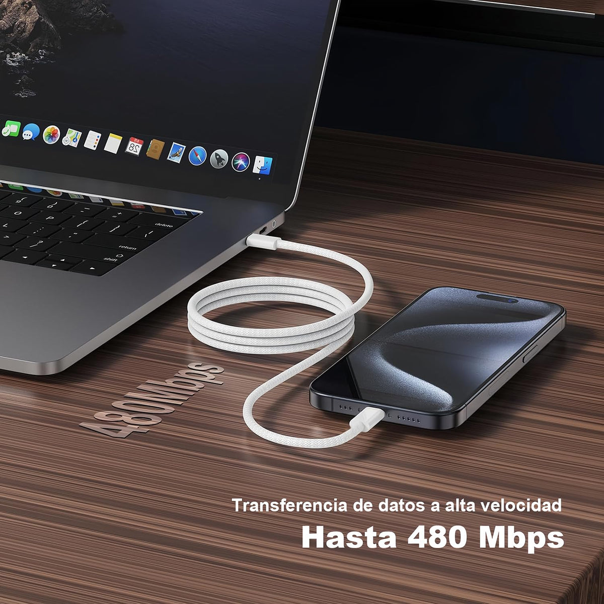 Cable USB C a USB C 1M, Cable Original para Serie iPhone 16/15, 60W Cable Tipo C a USB C Carga Rapida 20V 3A, Compatible con Samsung Galaxy, Macbook Pro, MacBook Air, iPad Pro, Google Pixel
