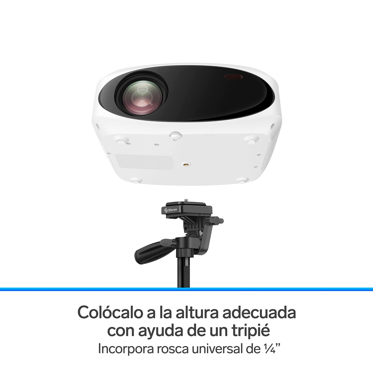 STEREN PRO-400 Proyector Multimedia Full HD de 9 000 lúmenes 280 ANSI Lumen portátil, proyección hasta 200”, con Control Remoto, 2 entradas HDMI, 1 Entrada AV 3,5 mm, 1 Entrada USB,1 Entrada microSD