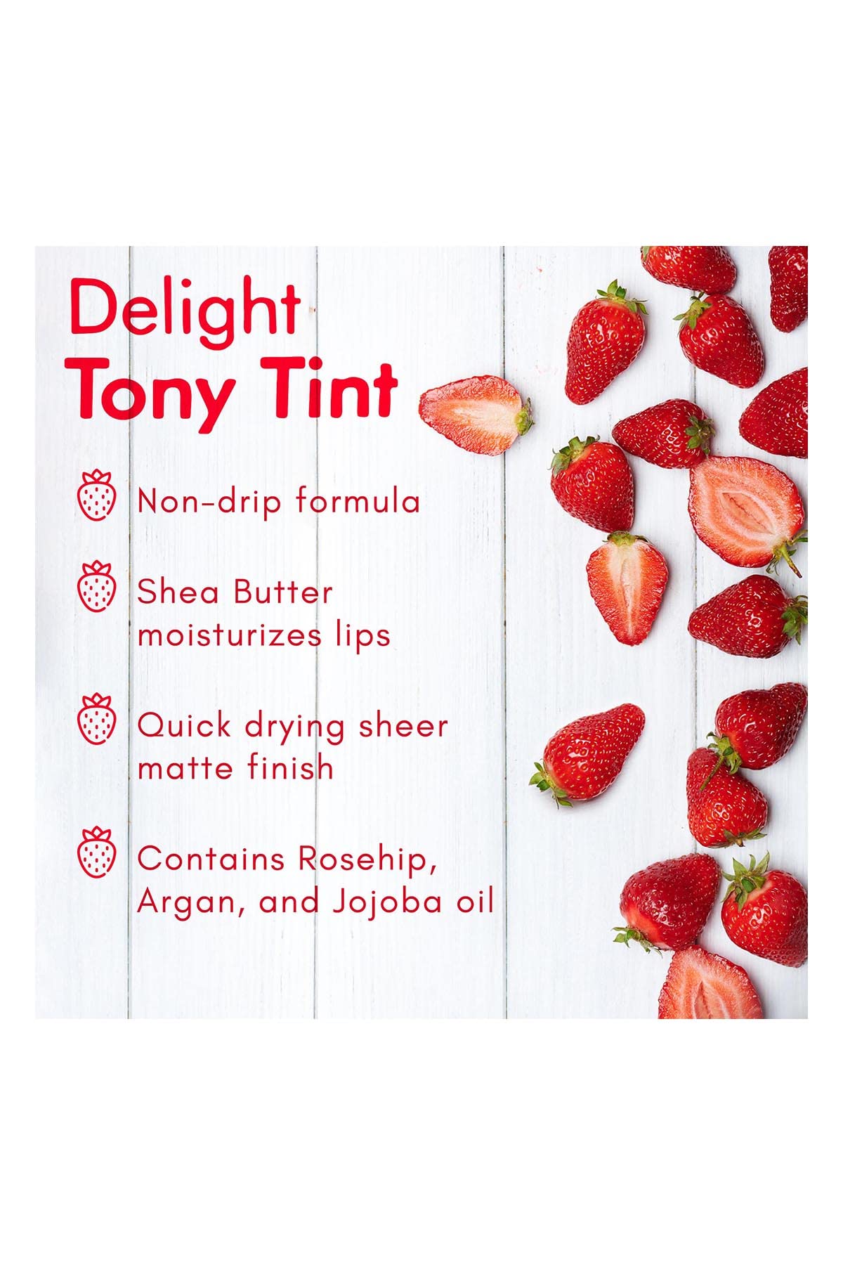 TONYMOLY Delight Lip Tint 02 Rojo Manzana Tinta Labial Coreana de Larga Duración