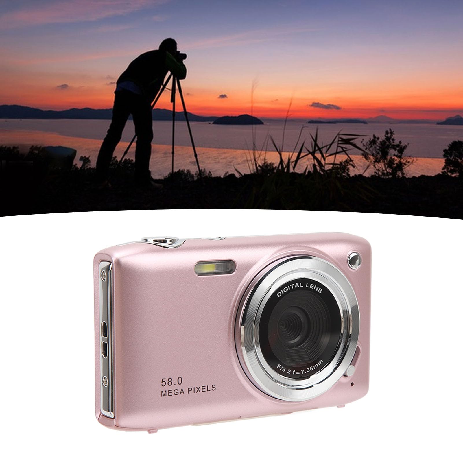Cámara Digital, Cámara de Fotografía Temporizada Fija con Zoom 16X de 58MP 4K HD con Pantalla de 2,88 Pulgadas, Cámara de Vídeo Portátil para Reuniones Deportivas (-2214230088412)
