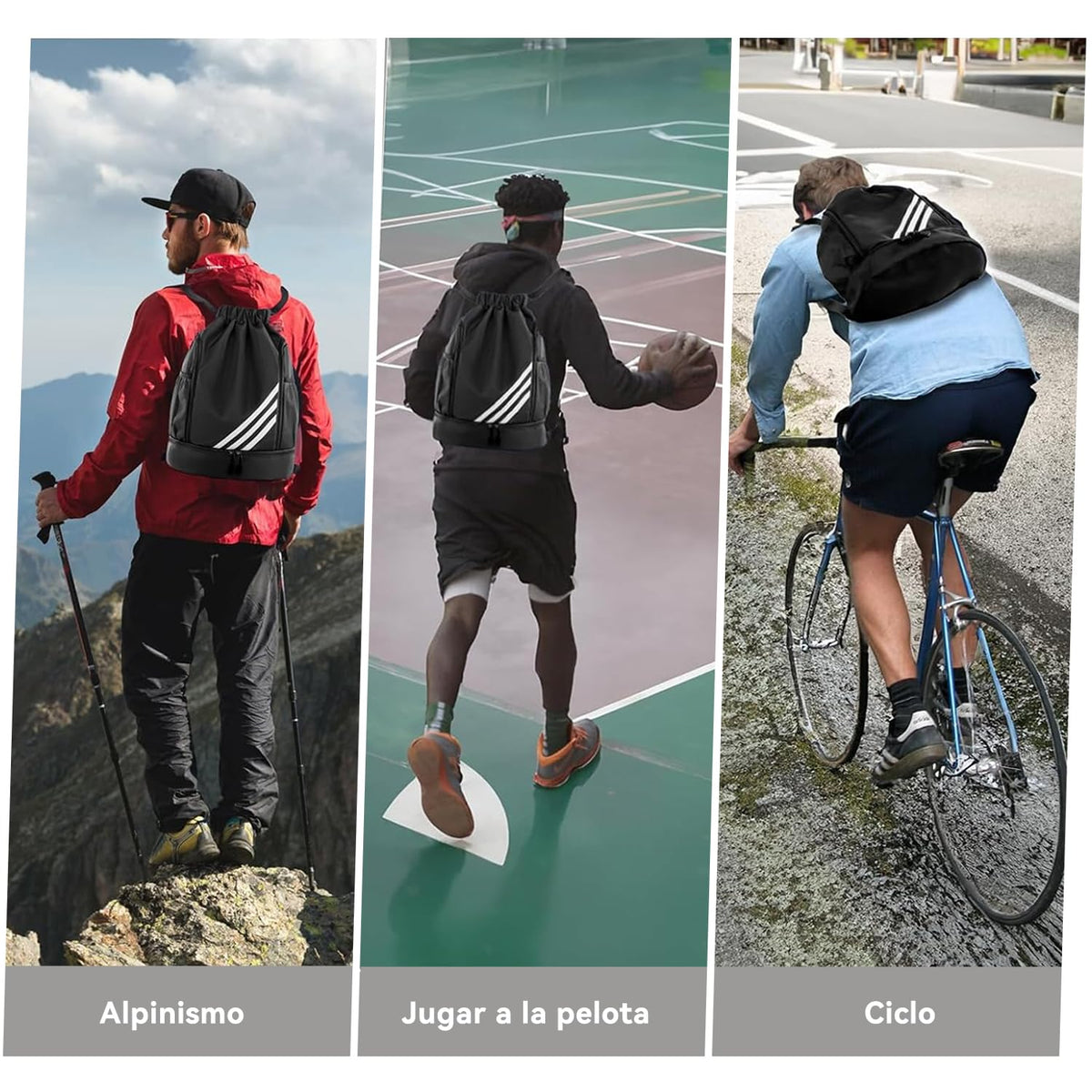 Mochila Deportiva Con Cordón,Bolsas De Cuerdas,Compartimento Separado Para Zapatos,Mochila De Baloncesto Con Compartimento Exterior,Para Natación,Fitness,Yoga,Entrenamiento Deportivo