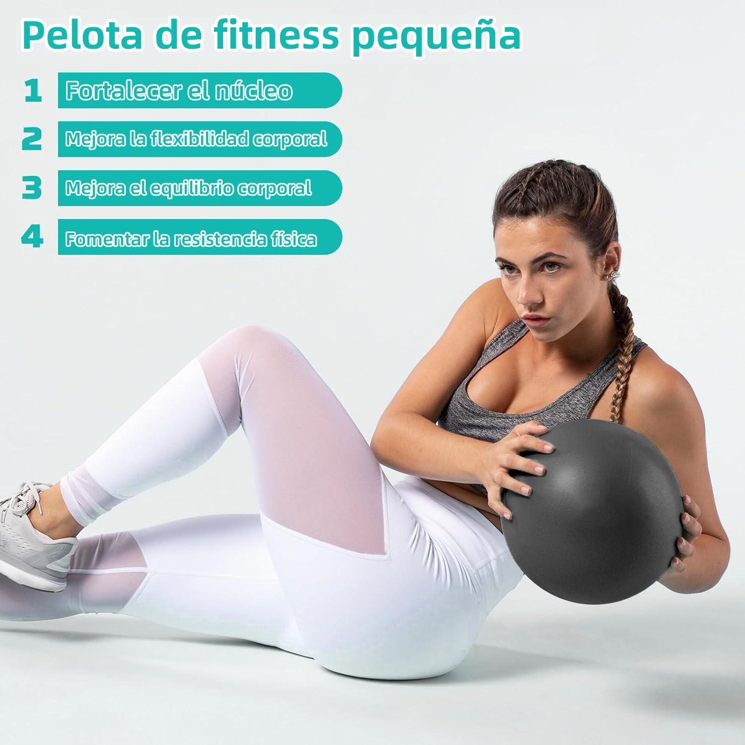 NEWKIBOU Pelota de Pilates (Fitball Anti-Burst) 25cm, 55cm, 65cm, 75cm - Pelota de Ejercicio para Yoga, Embarazo, Abdominales y Ejercicios Básicos - Incluye Bomba de Aire (Negro, 25CM)