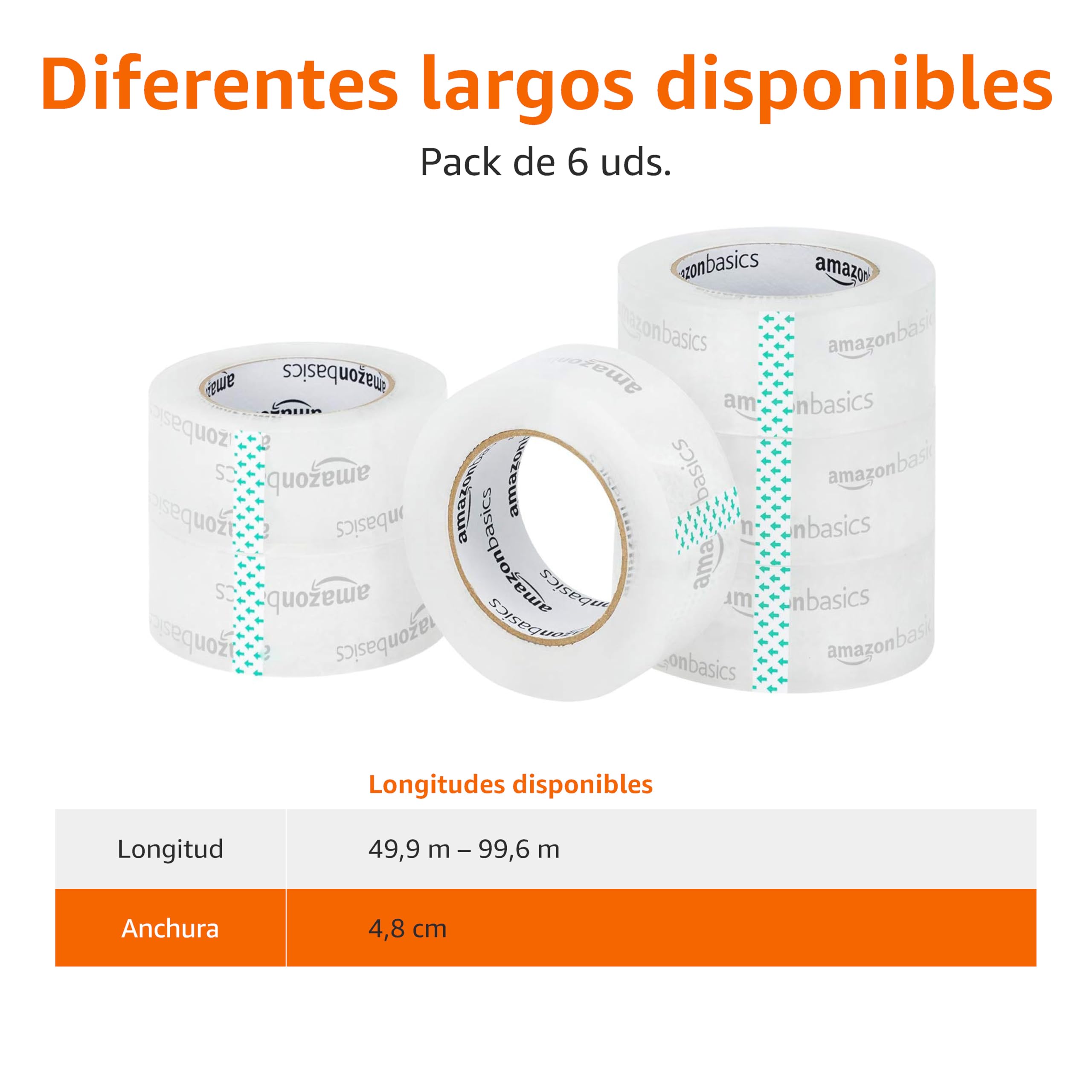 Amazon Basics Packing Tape, Designed for Moving, Storage and Packing, Shipping and Mailing, 1.88-Inch Wide x 109 Yards, Crystal Clear, 6-Pack