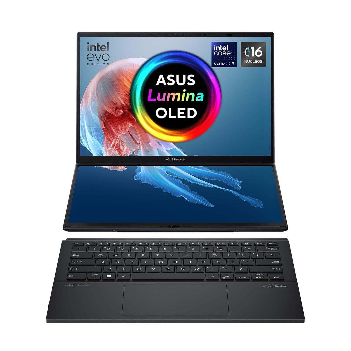 ASUS Laptop Zenbook Duo OLED/UX8406MA-PZ051W/Intel Core Ultra 9/Intel ARC Graphics/32GB RAM/ 2TB/Sleeve y Stylus/Teclado en Español (Garantía y Servicio México)