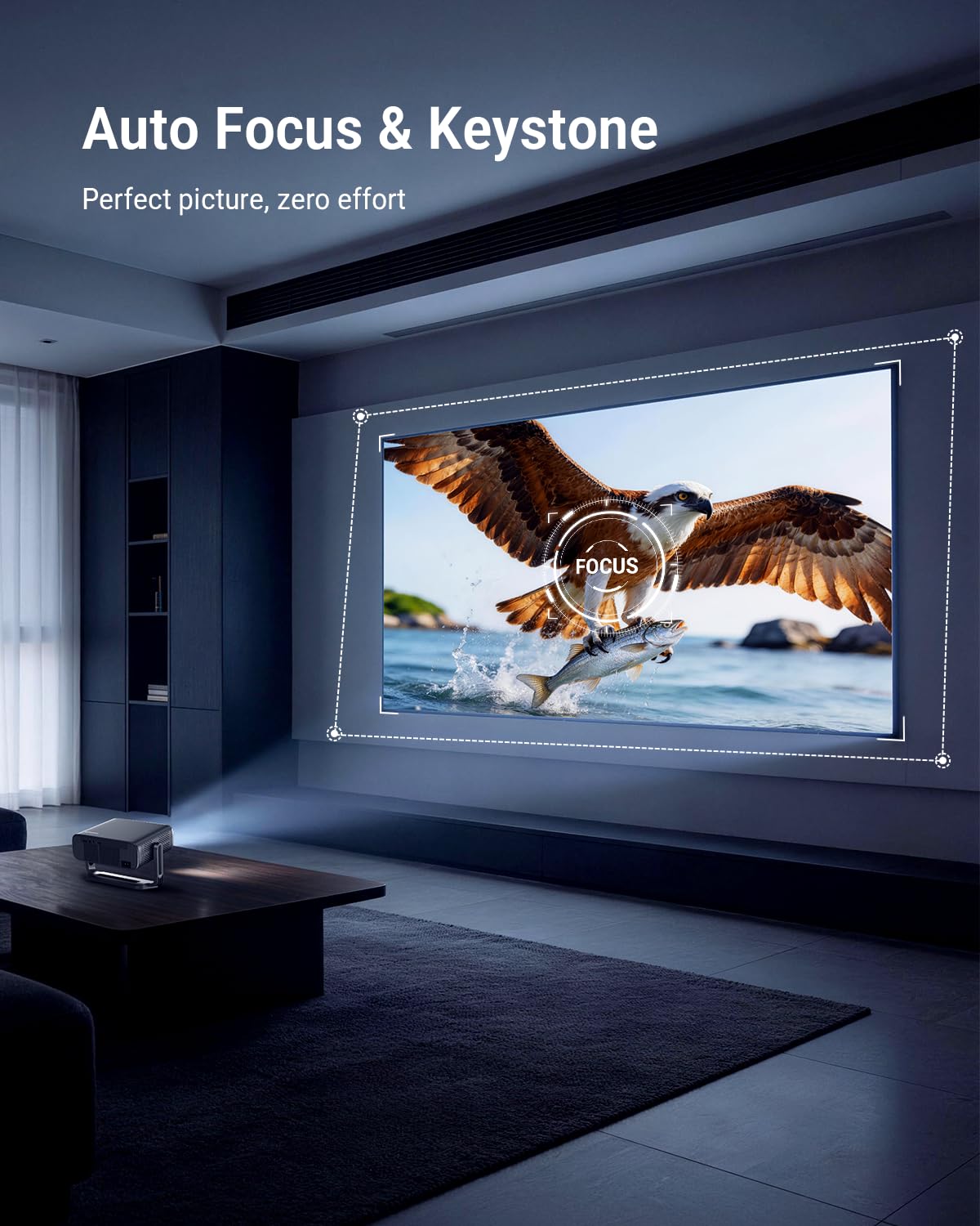 Proyector inteligente 4K [incluido con Google TV Stick]con WiFi y Bluetooth, 2500ANSI, tapa de lente automática, proyector portátil de películas para exteriores con aplicaciones incorporadas, enfoque