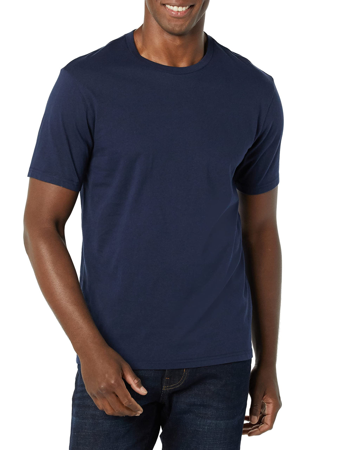 Amazon Essentials - Playera de Manga Corta Ajustada con Cuello Redondo para Hombre, Paquete de 2, Azul Oscuro/Azul Marino, Talla XL