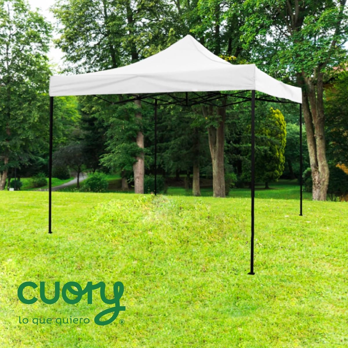 CUORY Carpa Toldo 3x3 Reforzado Plegable | Impermeable Facil Armado Y Transporte | para Jardín Casa Exterior Uso Rudo Acero Lona | Blanco