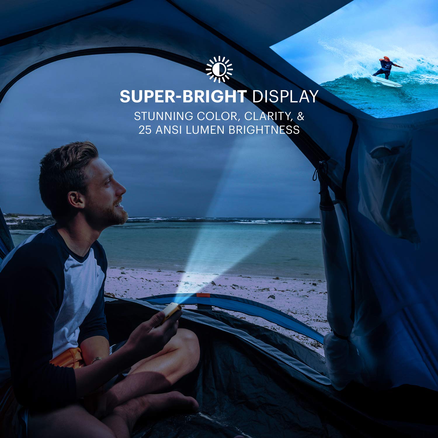 KODAK - Miniproyector de vídeo portátil Pocket Pico DLP 1080p HD LED, pantalla de 80 pulgadas, controles con botones táctiles, altavoz incorporado, batería recargable de 150 minutos, HDMI, USB y microSD