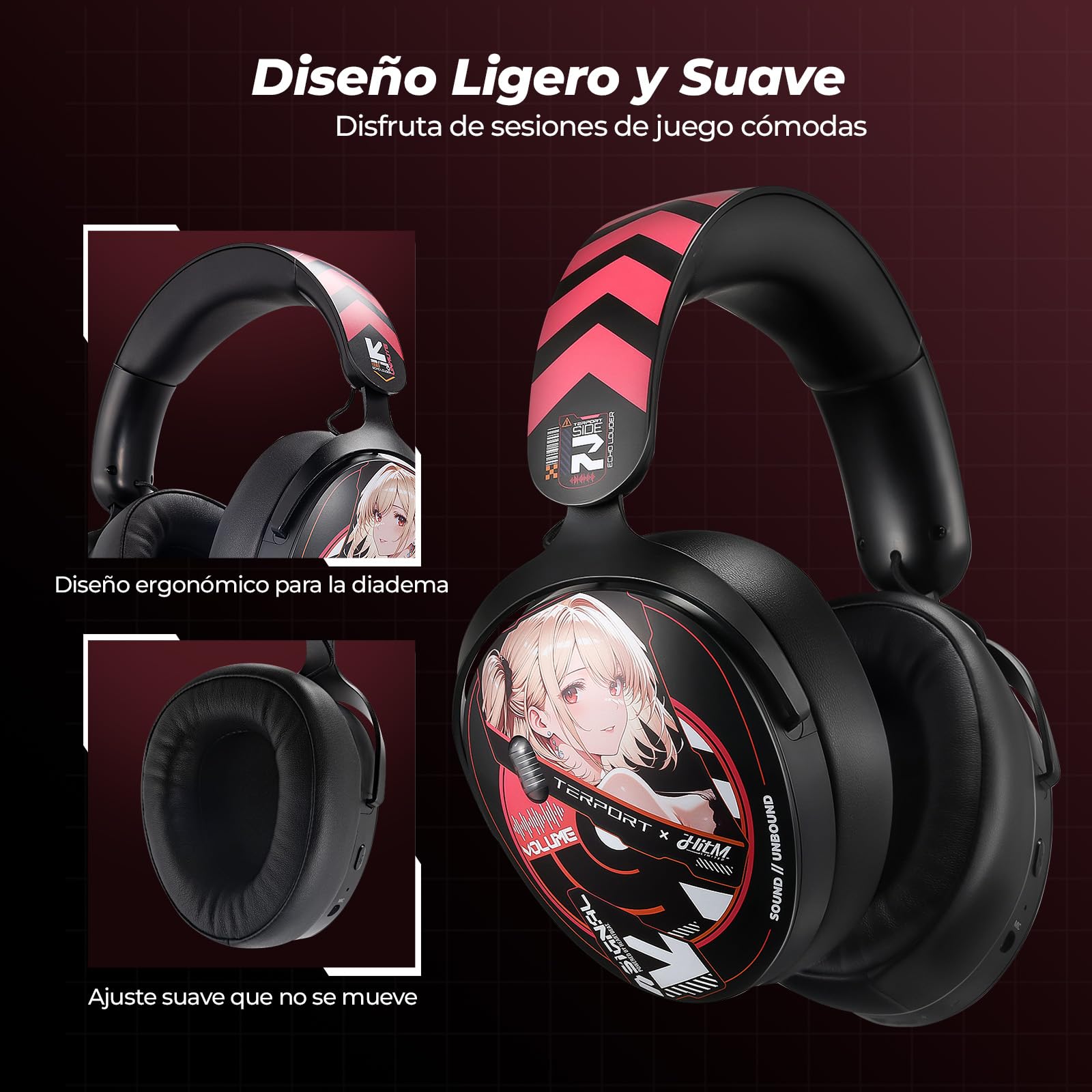 TERPORT Haruka HM4 Audífonos Gamer Inalámbricos con Cancelación de Ruido