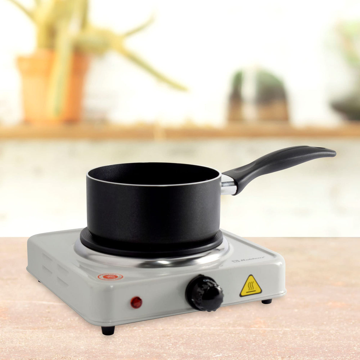 Parrilla eléctrica Koblenz de 1 Quemador de Disco de Hierro para una Mayor Distribución de Calor, Termostato de Seguridad, 5 Niveles de Calentamiento, Indicador Luminoso (PEKM-1000 HG)