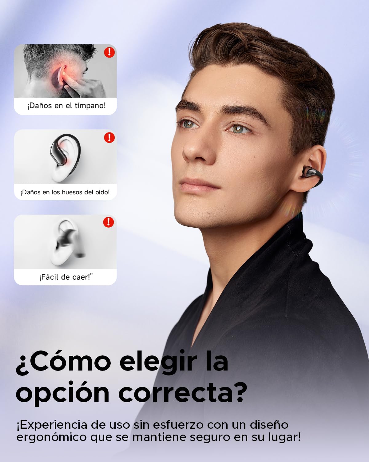 truefree B1 Audífonos de Oído Abierto Inalámbricos Bluetooth 5.4 Opean-Ear Graves dinámicos, 4 mics para Llamadas claras, conexión Dual, Ajuste Ligero y Seguro, Ideales para Deportes, Control de App