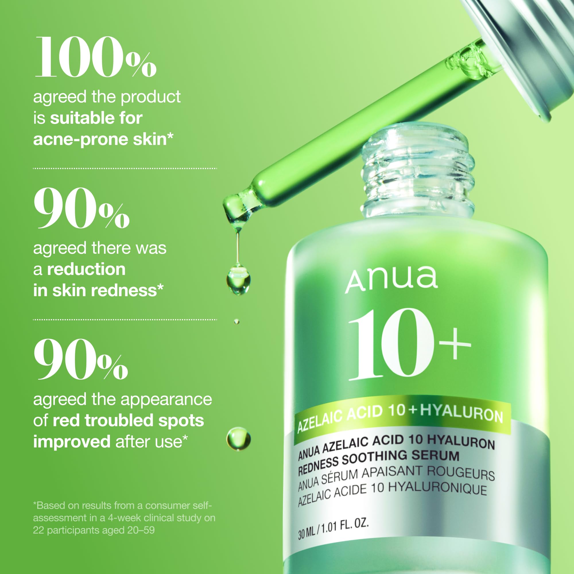 ANUA Azelaic Acid 10 Hyaluron Redness Soothing Serum, 30 ml