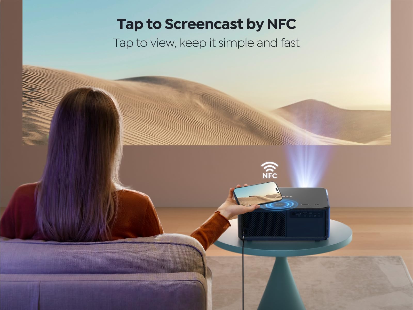Proyector 4K con Google TV, proyector YABER K2s WiFi 6 Bluetooth, Sonido de JBL, Dolby Audio, Enfoque automático y Keystone, proyector de películas al Aire última intervensión Compatible con Netflix