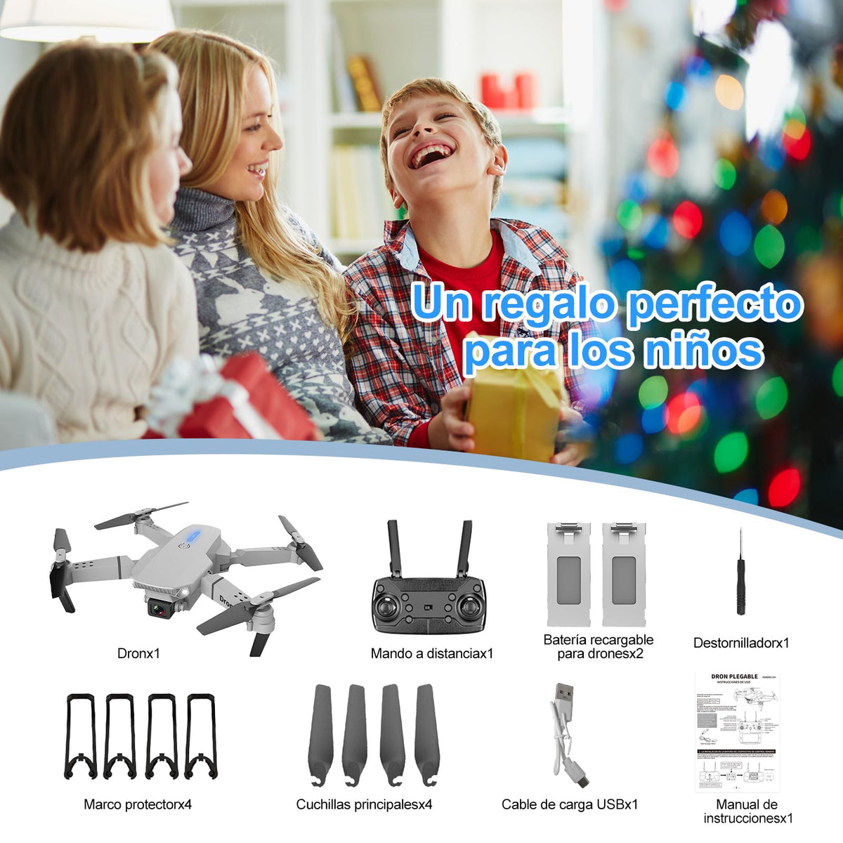 Mini Drone con Cámara 4K Dual Hd, Drone Control Remoto Posibilidad de Giro de 360°, Drones Antisísmicos Rastrear El Vuelo de 100 Metros, Dron con Camara para Adolescentes Principiantes Regalo