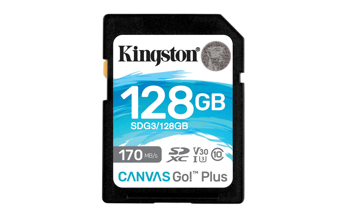 Kingston - Tarjeta de memoria SDXC Canvas Go Plus (128 GB, 170 MB/s, lectura UHS-I, C10, U3, V30)