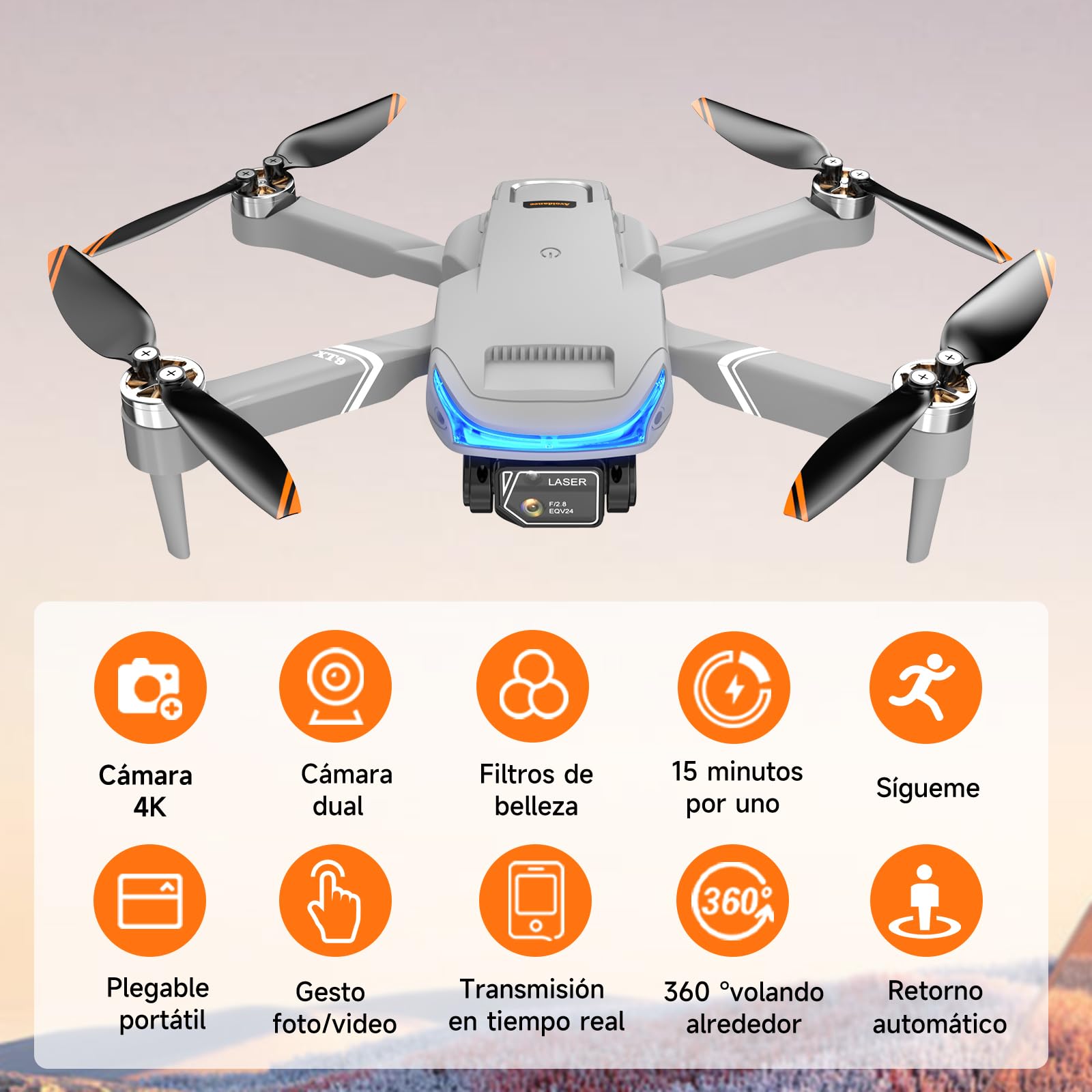 AXNEN Mini Dron Con Cámara 4K, Drones con Motor sin Escobillas con 3 baterías, Dron Plegable Drone 4K para Principiantes, Adolescentes y Adultos (Blanco)