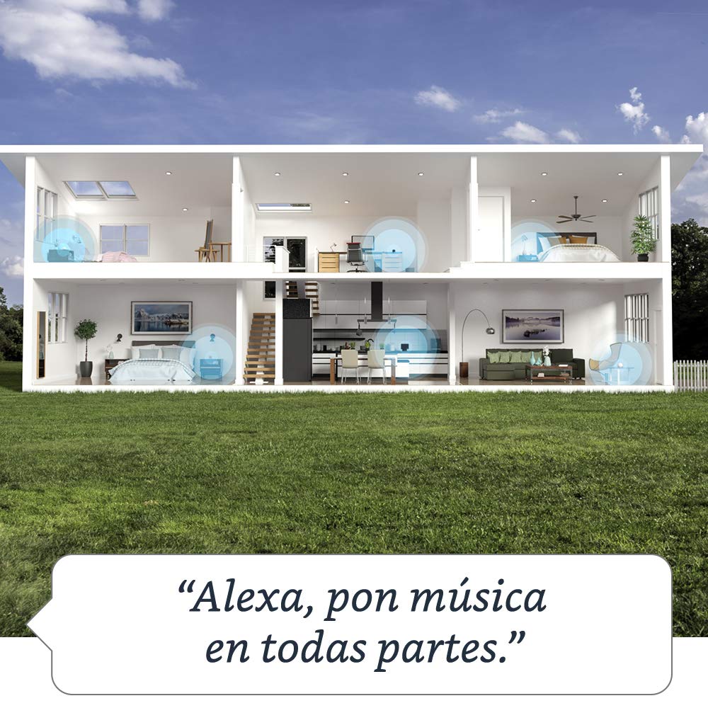Amazon Echo (modelo más reciente): bocina Alexa con sonido premium, ideal para recámaras grandes, salas y cocinas (negro)