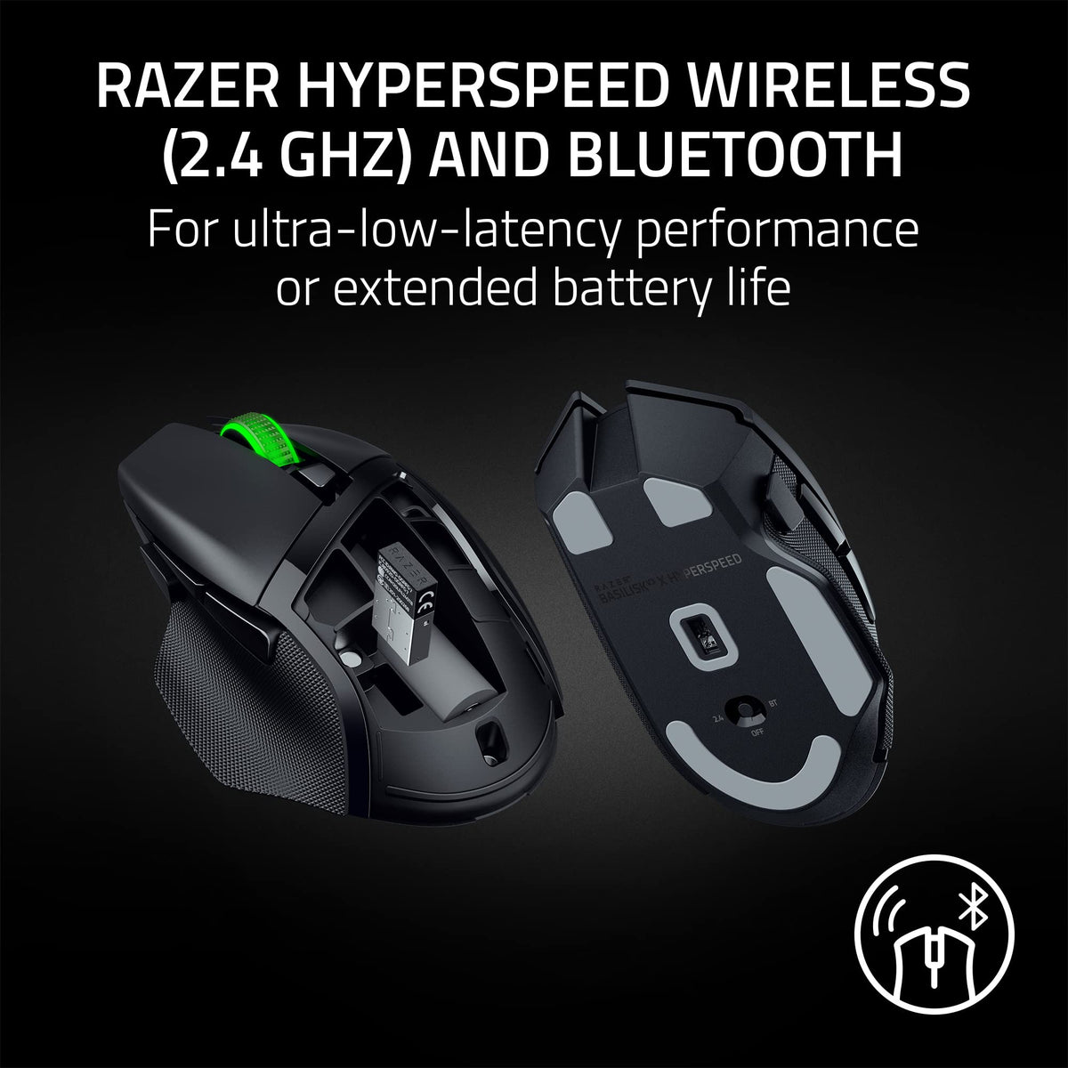 Razer Basilisk V3 X HyperSpeed mouse inalámbrico personalizable para juegos: interruptores mecánicos Gen-2-5G Sensor óptico avanzado de 18 K - Chroma RGB - 9 controles programables - Negro clásico