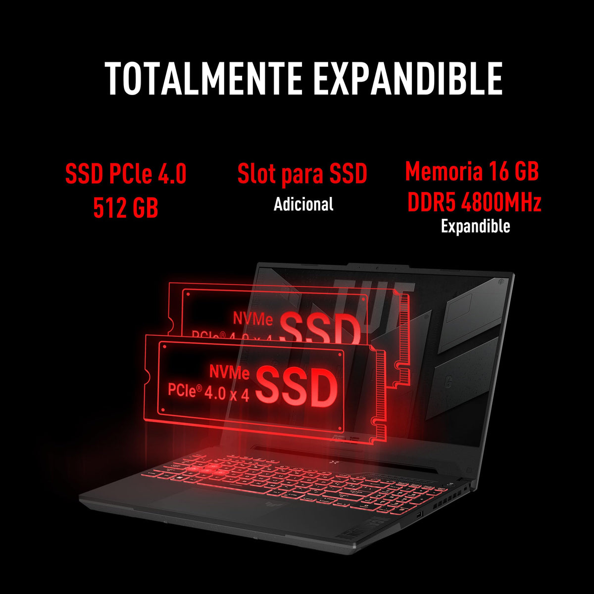 ASUS Laptop TUF Gaming A15/ 15.6" FHD/AMD Ryzen 7 7ma/NVIDIA GeForce RTX 4050/16 GB RAM expandible hasta 32GB/512GB SSD/Teclado Retroiluminado en Español/Gris(Garantía y Servicio en México)