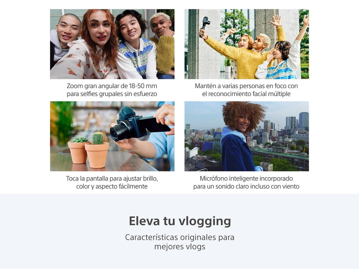 Cámara Vlog Sony ZV-1 II compacta diseñada para vlogging con Gran Calidad de Imagen, Video y Audio.