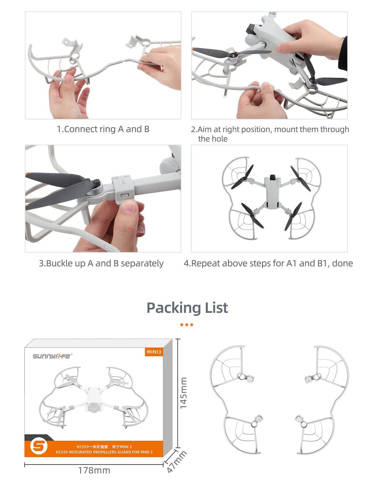 Protector de hélice DJI Mini 3, protector de hélices, cubierta de ventilador de ala, herramienta protectora de anillo anticolisión, cubierta de accesorios