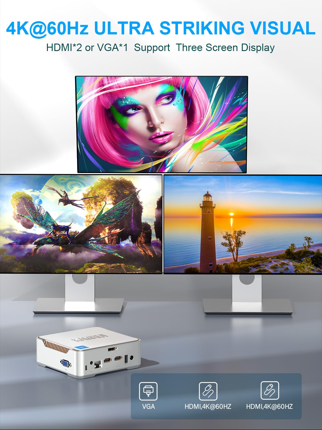 KAMRUI GK3 Plus Mini PC 16GB RAM 1TB M.2 SSD, Intel 12th Alder Lake N95 (up to 3.4GHz) Mini PC Windows 11 Pro, 2.5''SSD, Gigabit Ethernet, 4K UHD, WiFi, BT, VESA/Home/Business Mini Desktop Computer