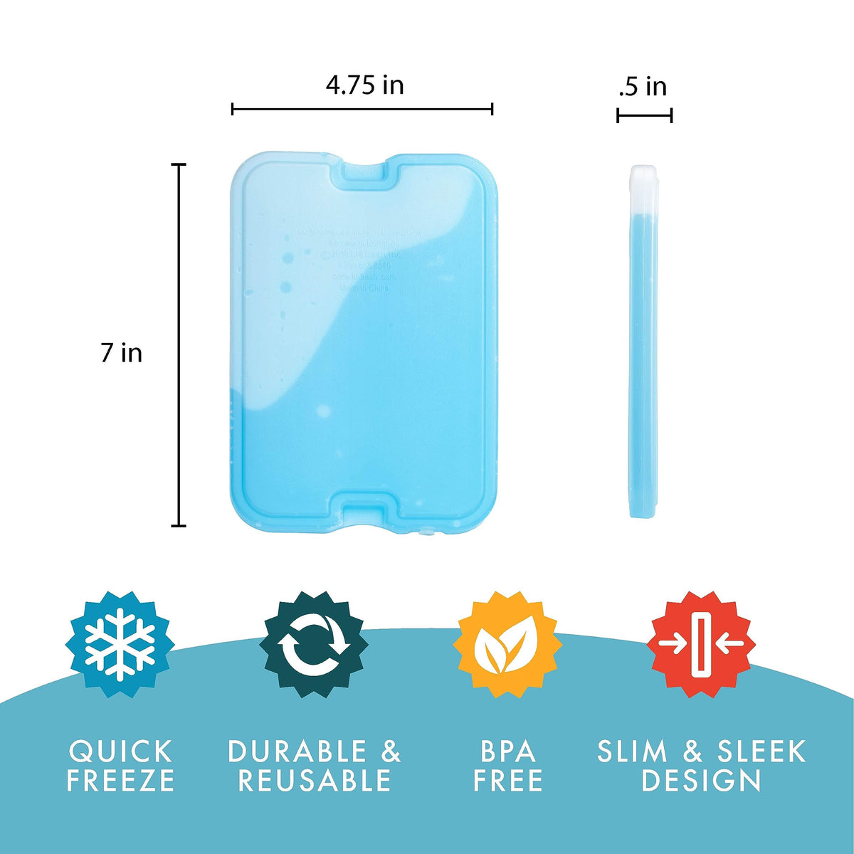 Fit & Fresh - Paquetes de Hielo XL Azul 4pk - Bolsa de Hielo delgada para Fiambrera, 4 Unidades