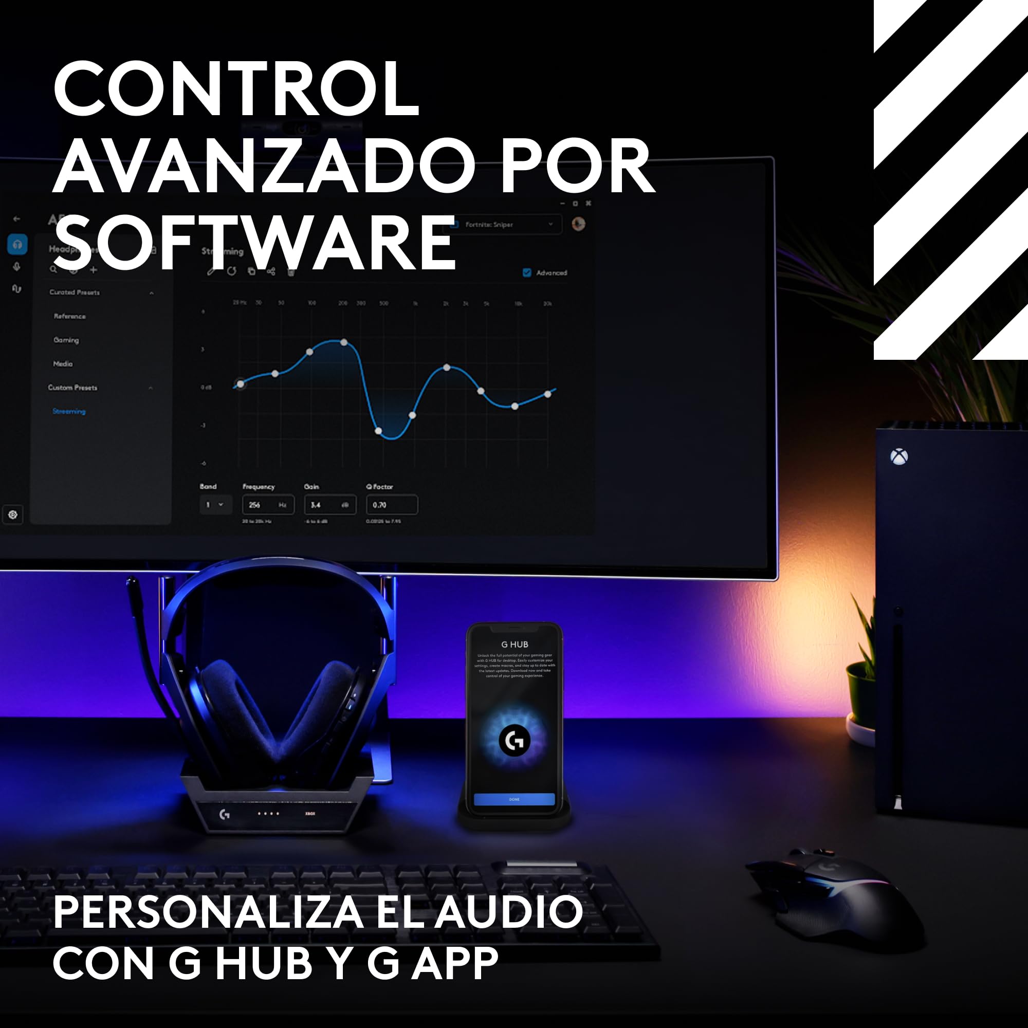 Logitech G Astro A50 Lightspeed Audífonos con micrófono inalámbricos para Juegos + estación Base (Gen 5), Pro-G Graphene, USB-C a Xbox, PS5, PC/Mac o Nintendo Switch, Bluetooth - Negro