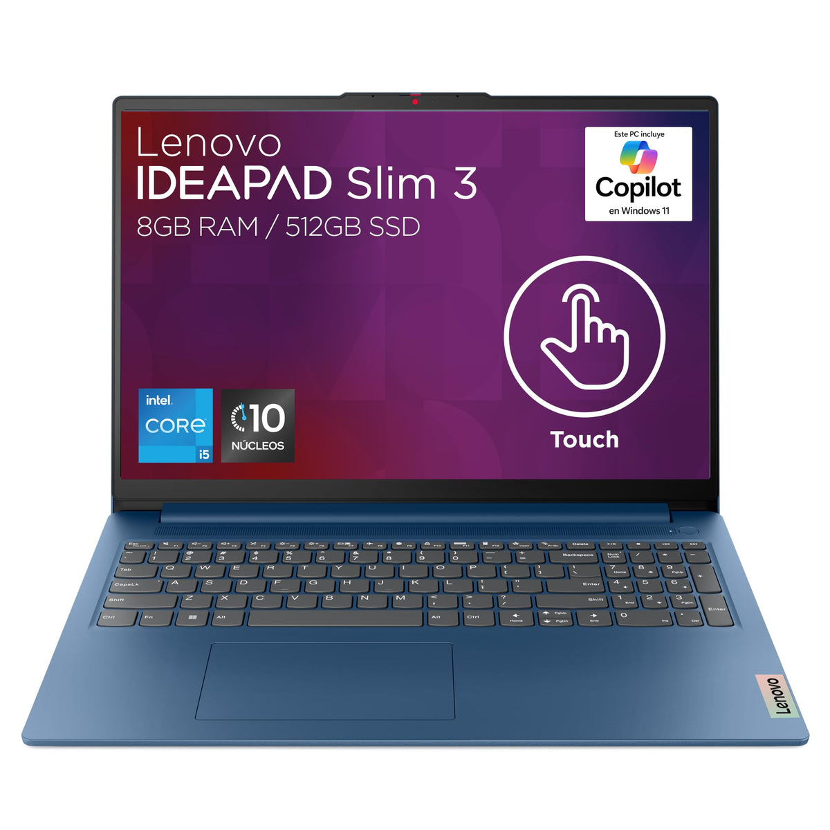 Lenovo Laptop IdeaPad Slim 3 15.6" FHD Touchscreen | Intel Core i5 13va Gen 10 Núcleos 8GB RAM, 512GB SSD | con Lector de Tarjetas