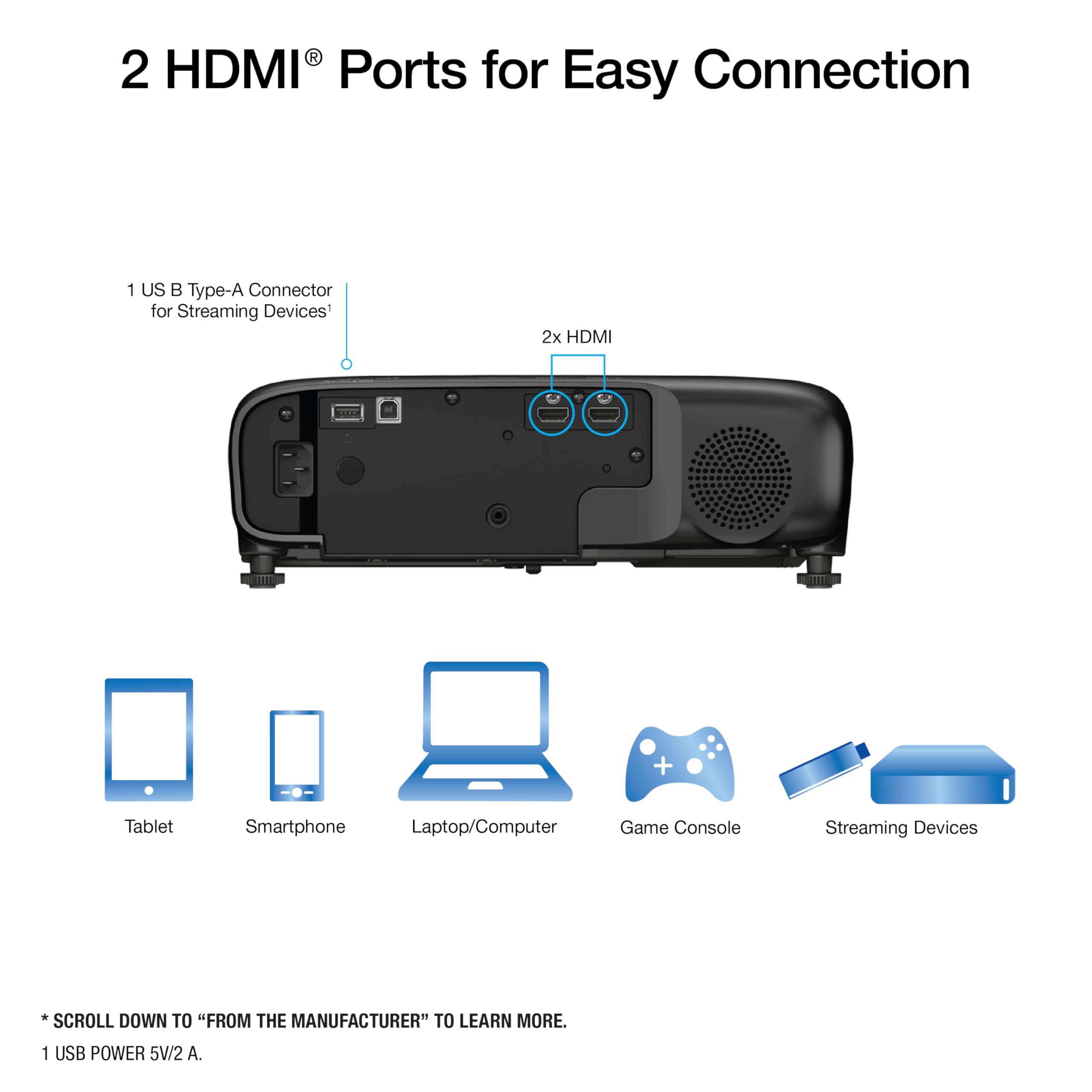 Epson Pro EX9270 Proyector inalámbrico 1080p 3LCD 4.100 lúmenes Color y Brillo Blanco, Apple AirPlay, Miracast, transmisión Desde el teléfono o portátil, 2 Puertos HDMI, Zoom óptico de 1.6X, Altavoz