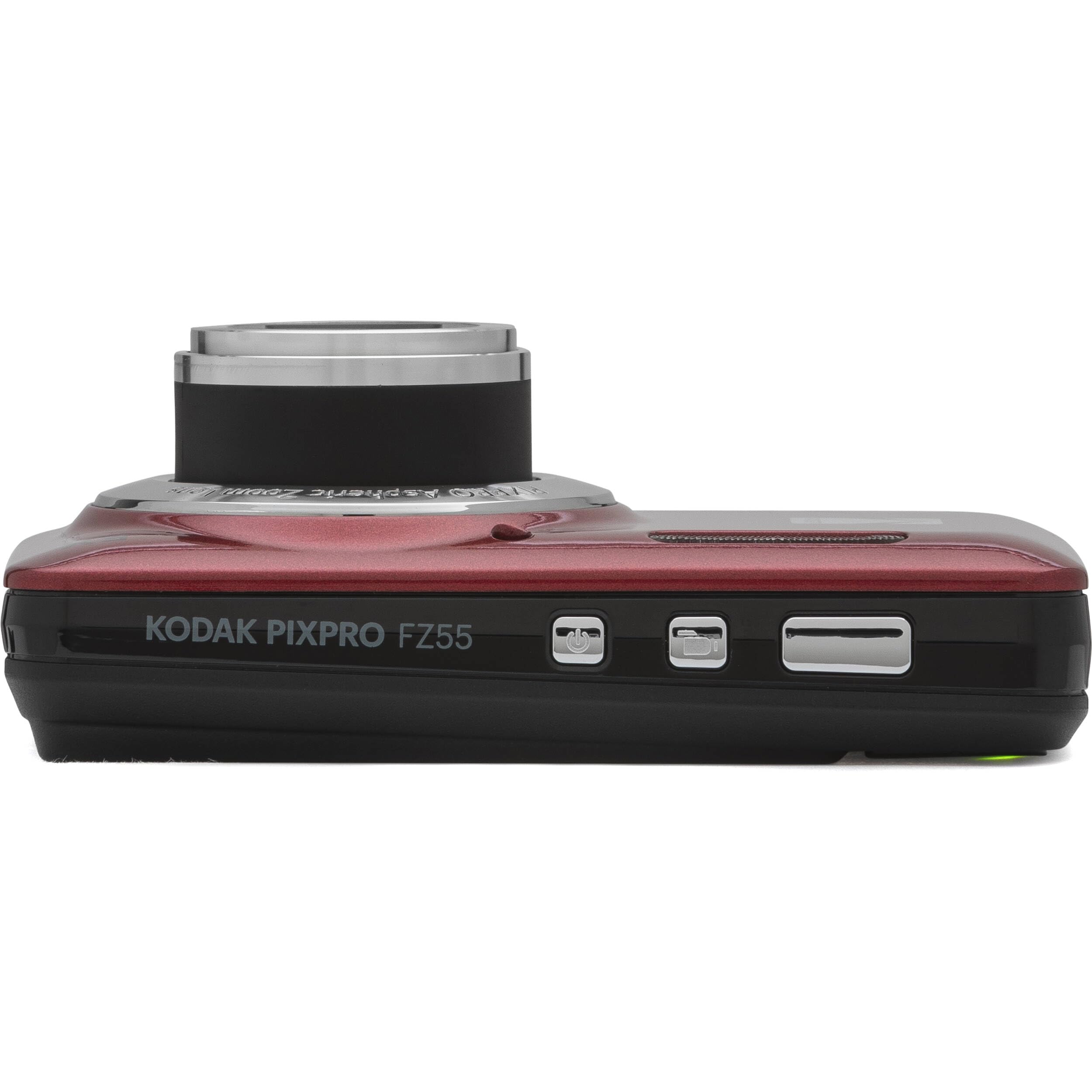 Kodak PIXPRO FZ55 - Cámara digital roja de 16 MP, zoom óptico de 5X, 28 mm, gran angular, 1080P, cámara LCD Full HD de 2,7 pulgadas, tarjeta y lector de 64 GB + funda + portafolios de memoria +