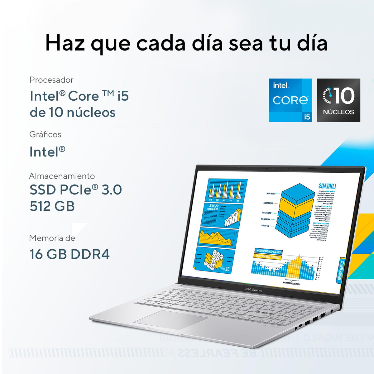 ASUS Laptop Vivobook 15 / X1504VA-NJ446W / Intel Core i5-13th Gen / 16GB RAM / 512GB SSD/Plata/Teclado en Español (Garantía en México)