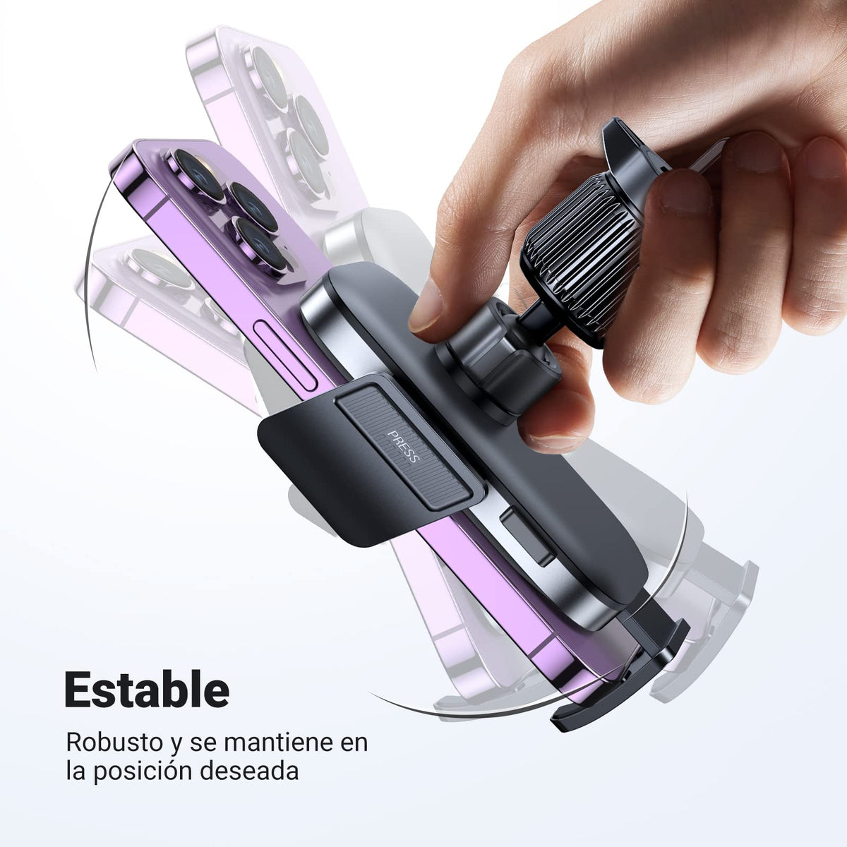 UGREEN Soporte Celular Automóvil, Base Porta Móvil Auto Giratorio 360° con Gancho Metálico y Botón de Liberación, Uso con Una Sola Mano para iPhone 16 15 14 13 Pro MAX, Galaxy S24 S23 S22 Ultra